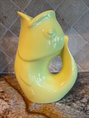 Vintage Yellow Gurgle Pot Pitcher